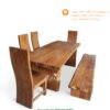 Set Meja Makan Kayu Jati Tebal Kontruksi Kuat Model Minimalis Klasik
