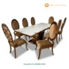 Set Meja Makan Luxury Modern Gold – Elegance Dining Table & Chairs Jepara