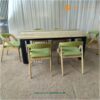 Meja Makan Kayu Jati Solid Minimalis Industrial 6 Kursi