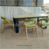 Meja Makan Kayu Jati Solid Minimalis Industrial 6 Kursi