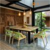 Meja Makan Kayu Jati Solid Minimalis Industrial 6 Kursi