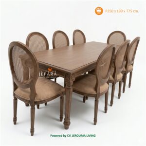 Elizabeth Dining Set 8 Kursi Kayu Jati Interior Jepara