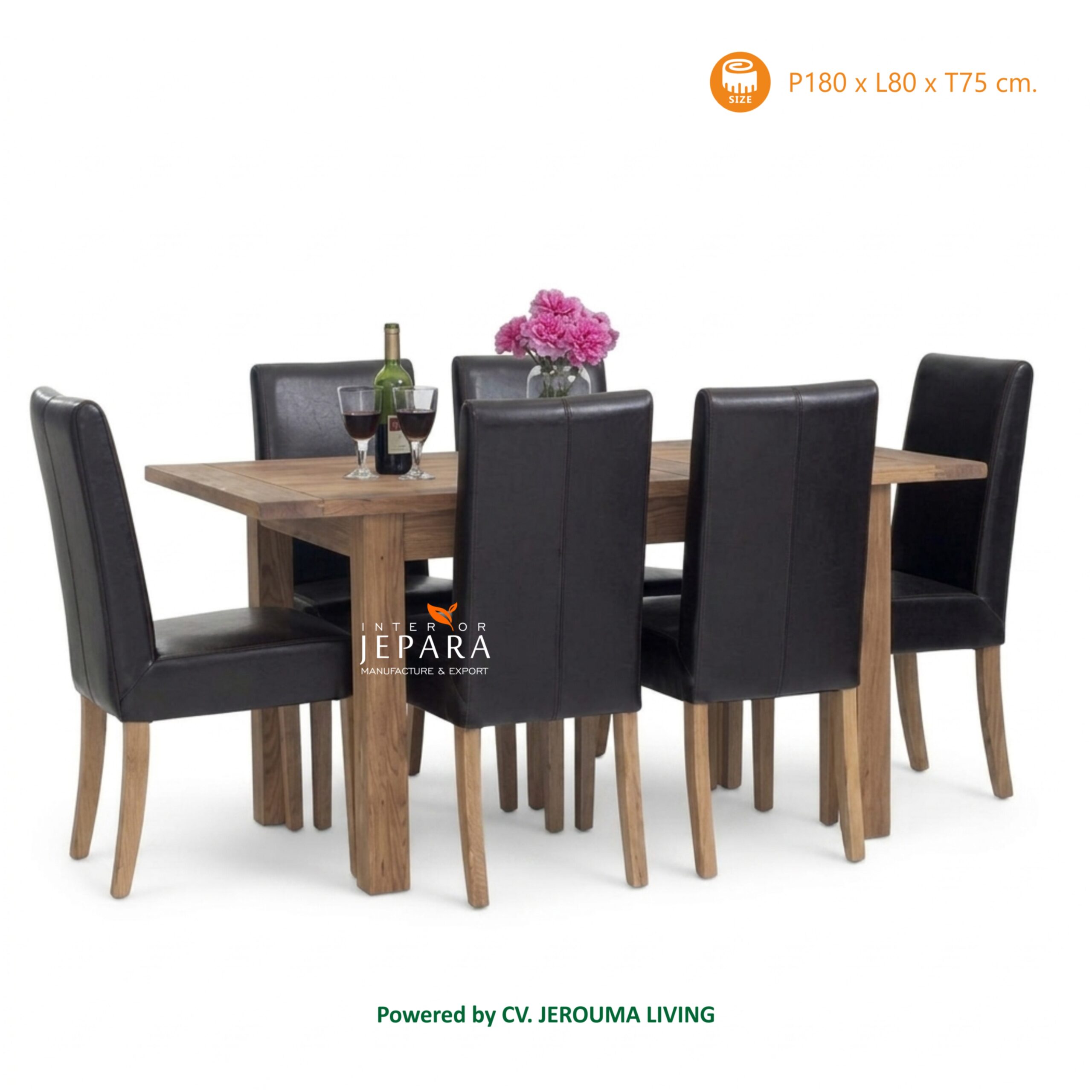 Meja Makan Minimalis 6 Kursi Kayu Jati Modern