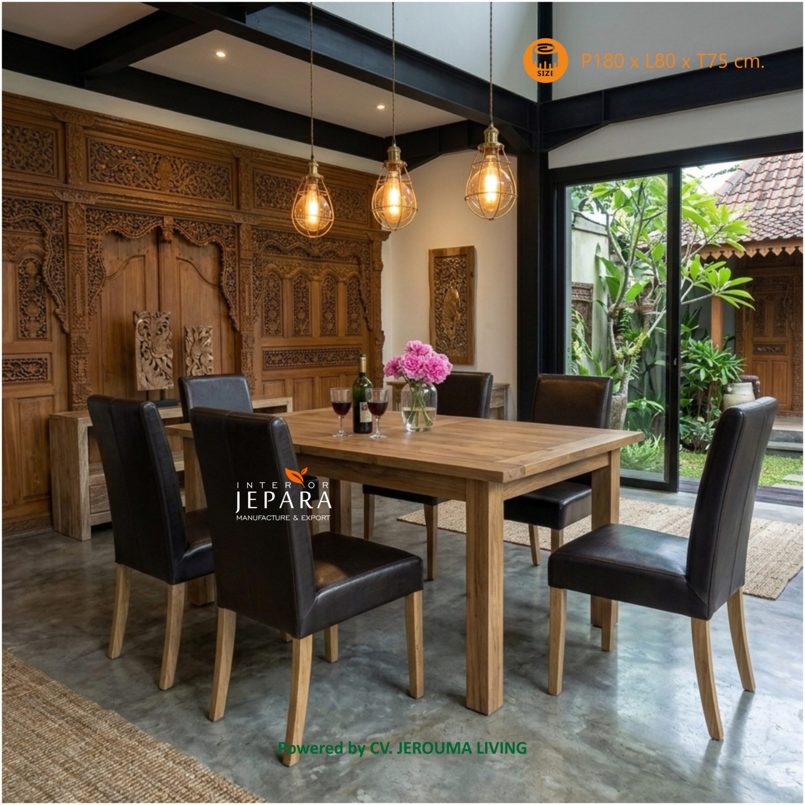 Meja Makan Minimalis 6 Kursi Kayu Jati Modern