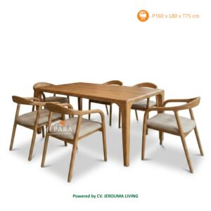 Set Meja Makan Minimalis Kayu Jati 6 Kursi Scandinavian