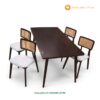 Set Meja Makan Minimalis Bahan Kayu Jati Kursi Rotan