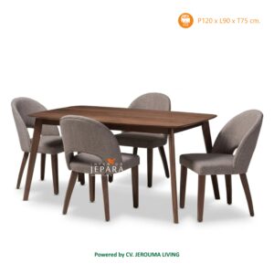 Set Meja Makan Minimalis 4 Kursi Kayu Jati Modern Elegan