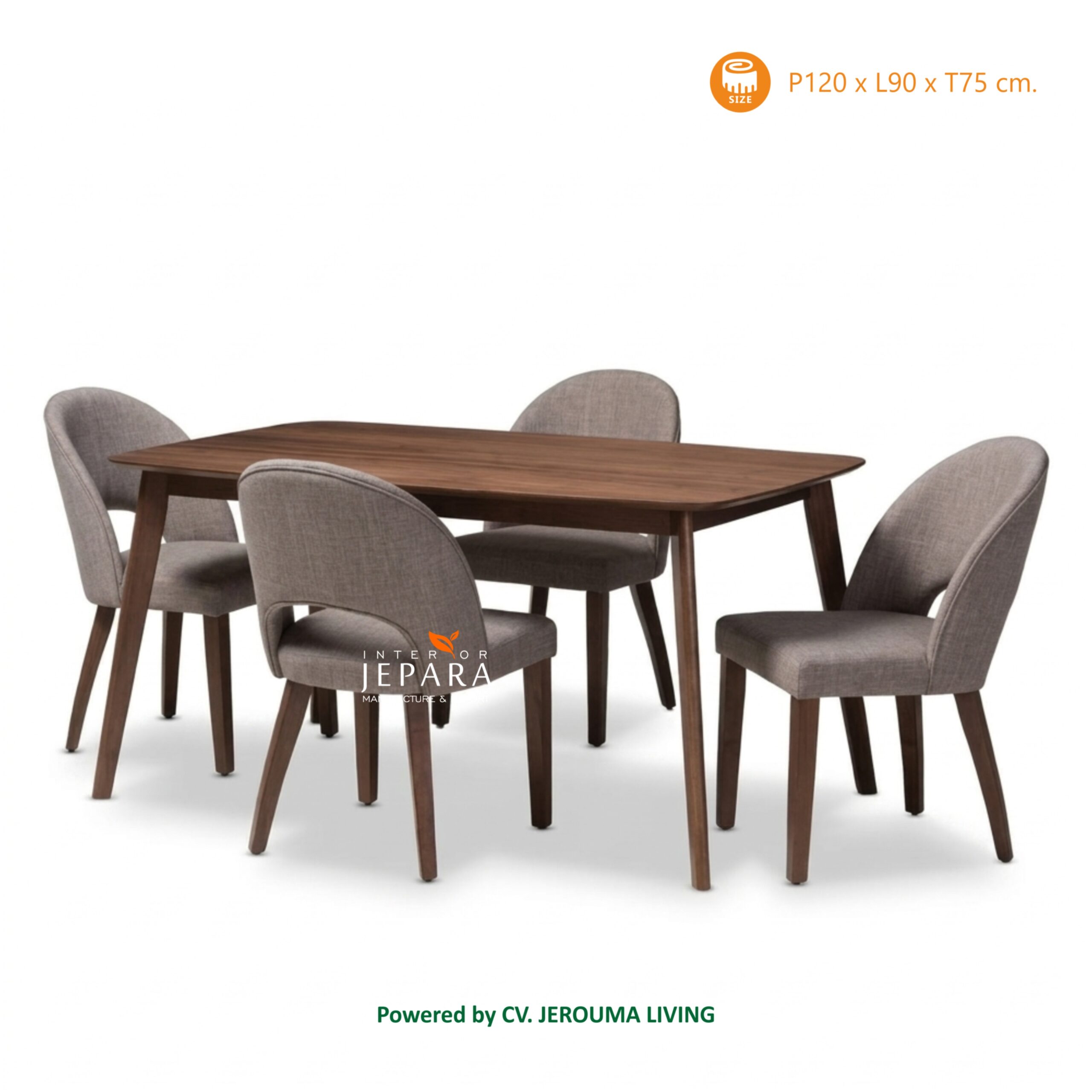 Set Meja Makan Minimalis 4 Kursi Kayu Jati Modern Elegan