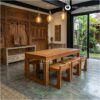 Set Meja Makan 6 Kursi Model Jepang Bahan Kayu Jati