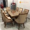 Meja Makan Motif Perahu Kayu Jati 8 Kursi