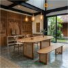 Meja Makan Oval Rotan Kayu Jati Minimalis Scandinavian