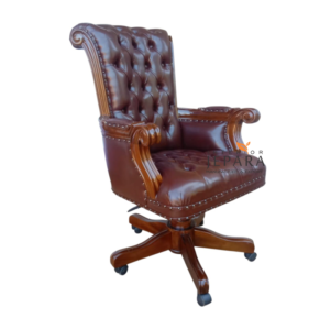 Kursi Kantor Klasik Chesterfield Kayu Jati – Luxury Office Chair