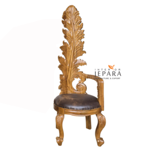 Kursi Ukir Daun Kayu Jati – Classic Leaf Carving Chair