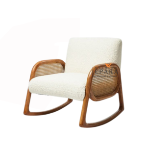 Kursi Goyang Kayu Jati Anyaman Rotan – Modern Rocking Chair