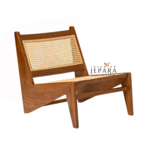 Kursi Santai Kayu Jati Anyaman Rotan – Scandinavian Lounge Chair