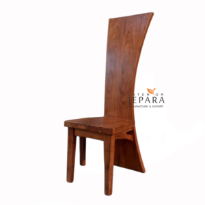 Kursi Makan Jati Tinggi Modern Minimalis – High Back Teak Dining Chair