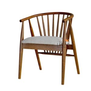 Kursi Scandinavian Kayu Jati Minimalis dengan Jok Abu – Modern Natural