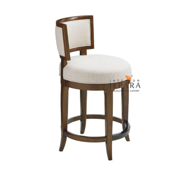 Kursi Bar Kayu Jati Jok Empuk Sandaran Pendek Elegan