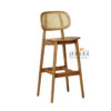 Kursi Bar Kayu Jati Sandaran Rotan – Bar Stool Natural Modern Jepara
