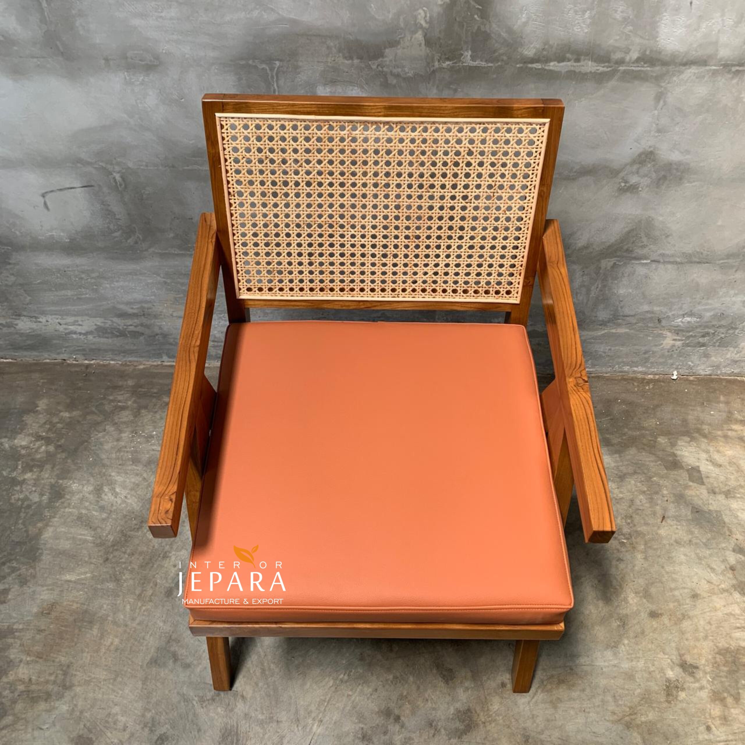 Kursi Santai Kayu Jati Kombinasi Rotan Modern