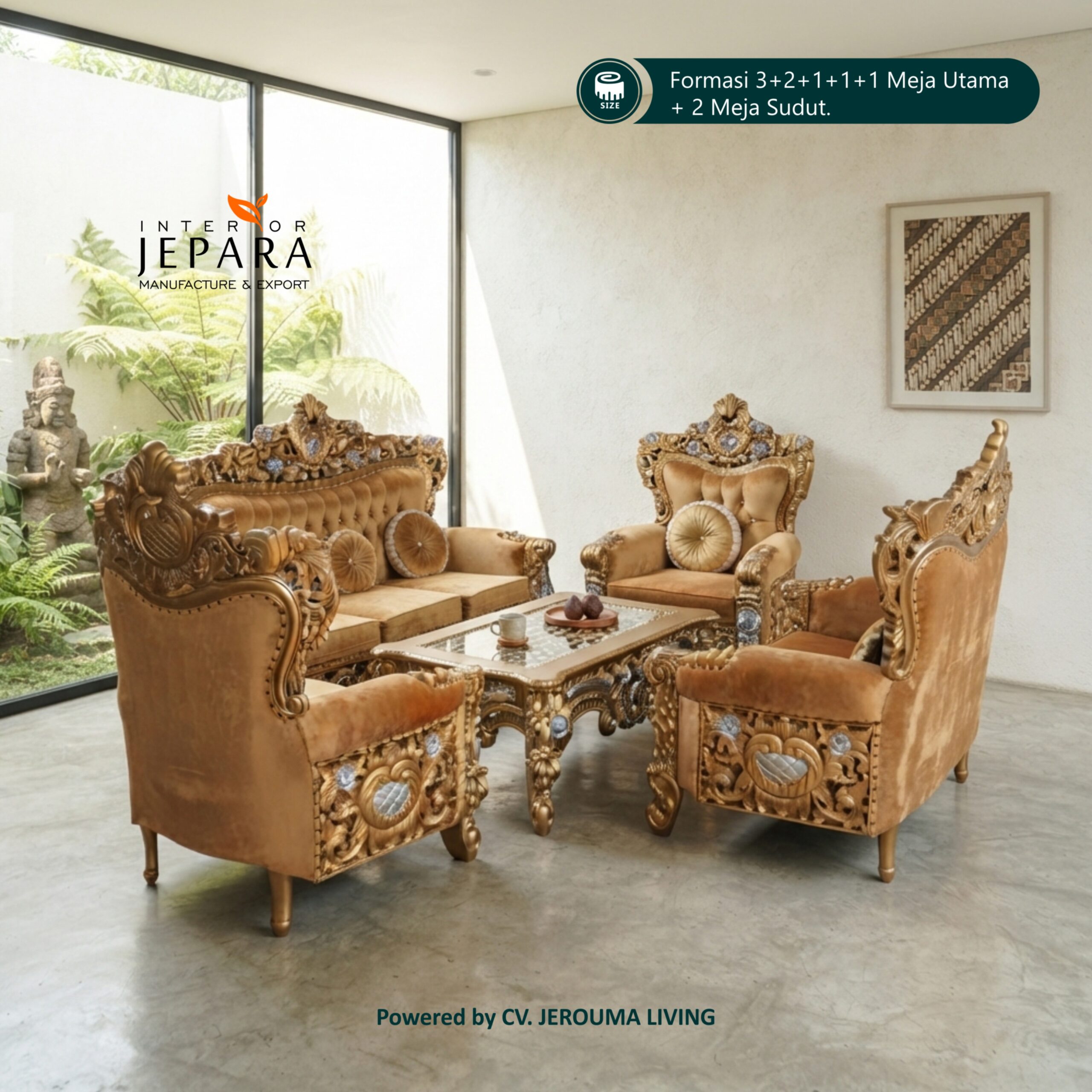 Kursi Tamu Ukir Jepara Mewah Klasik – Set Sofa Tamu Elegan