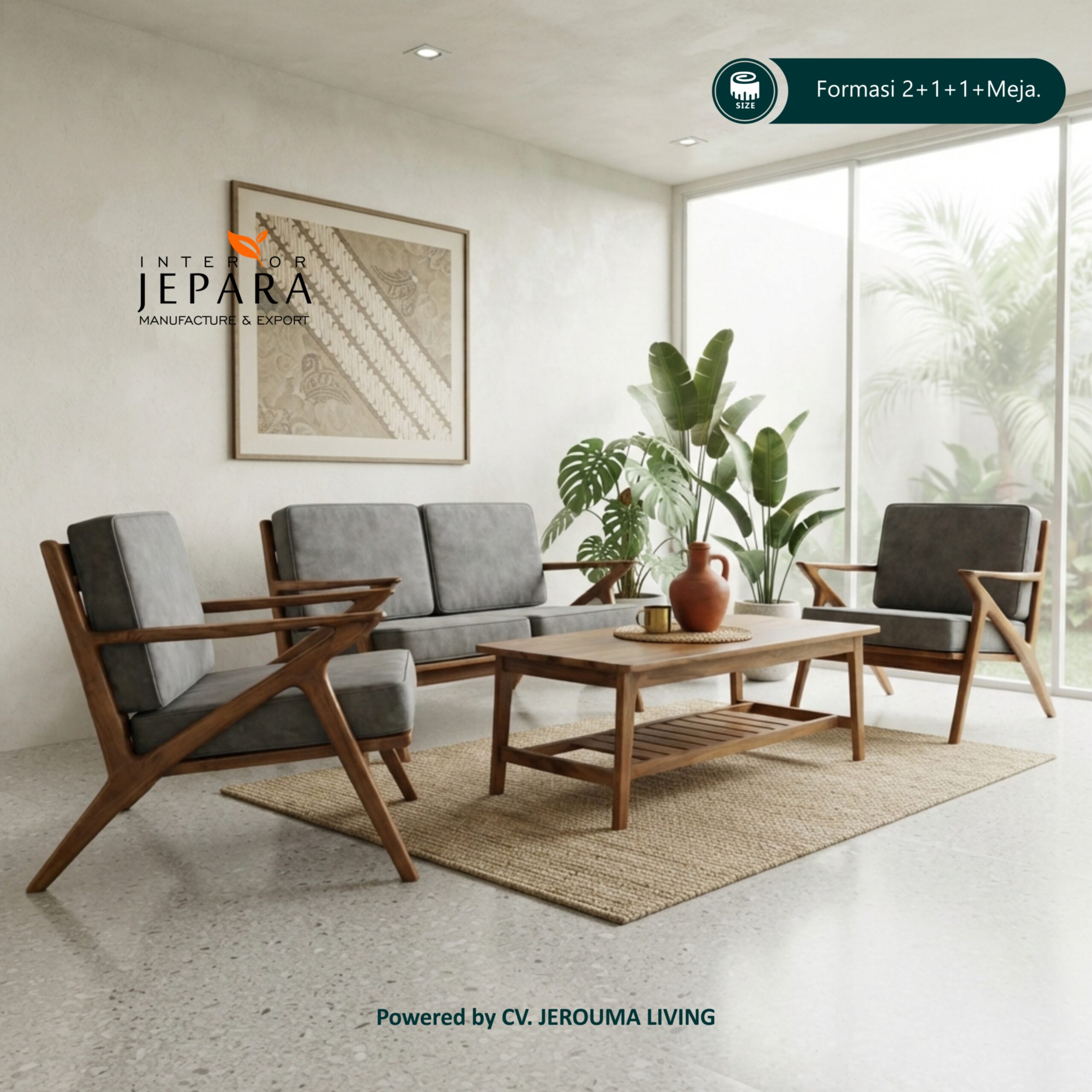 Set Sofa Tamu Kayu Jati Minimalis Modern – Interior Jepara