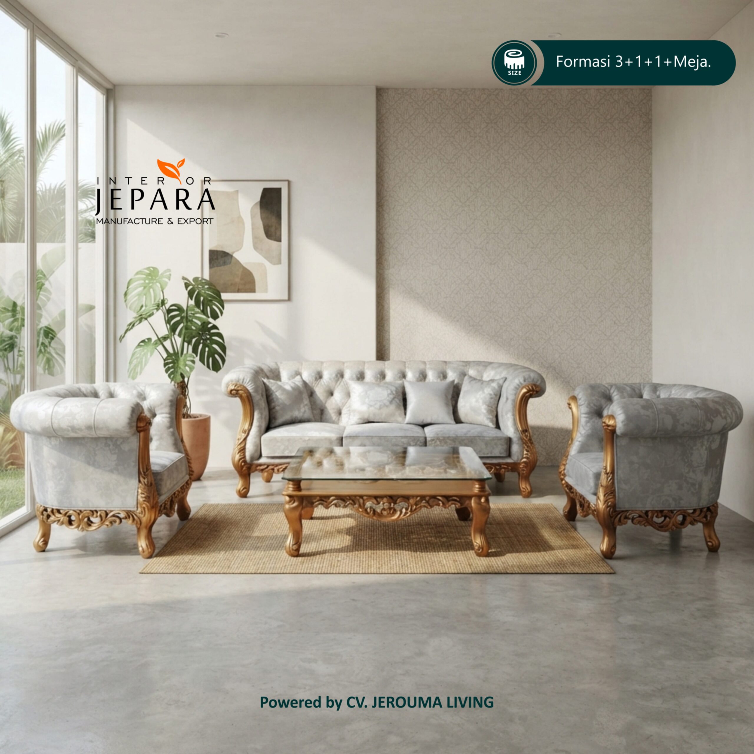 Set Sofa Ruang Tamu Klasik Ukiran Kayu Jati – Interior Jepara