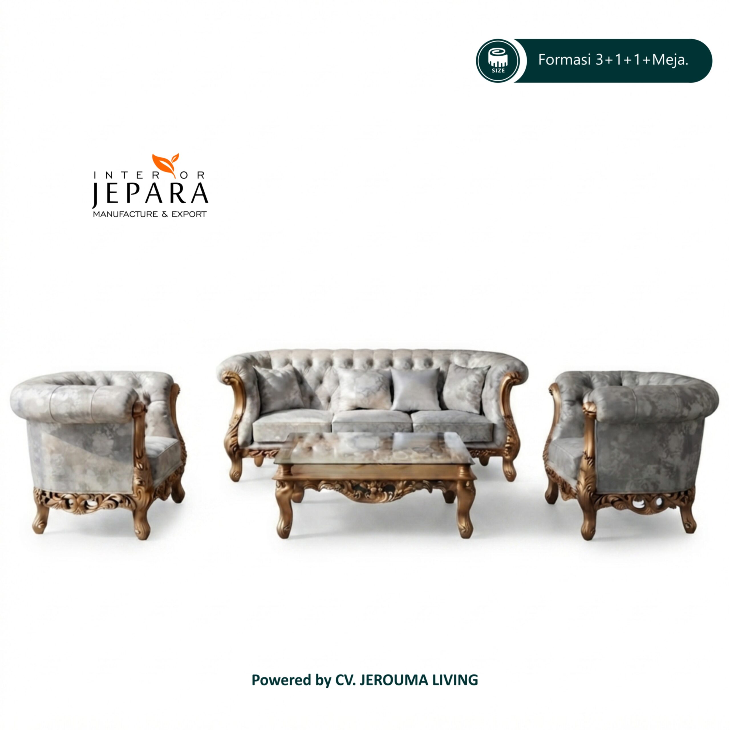 Set Sofa Ruang Tamu Klasik Ukiran Kayu Jati – Interior Jepara