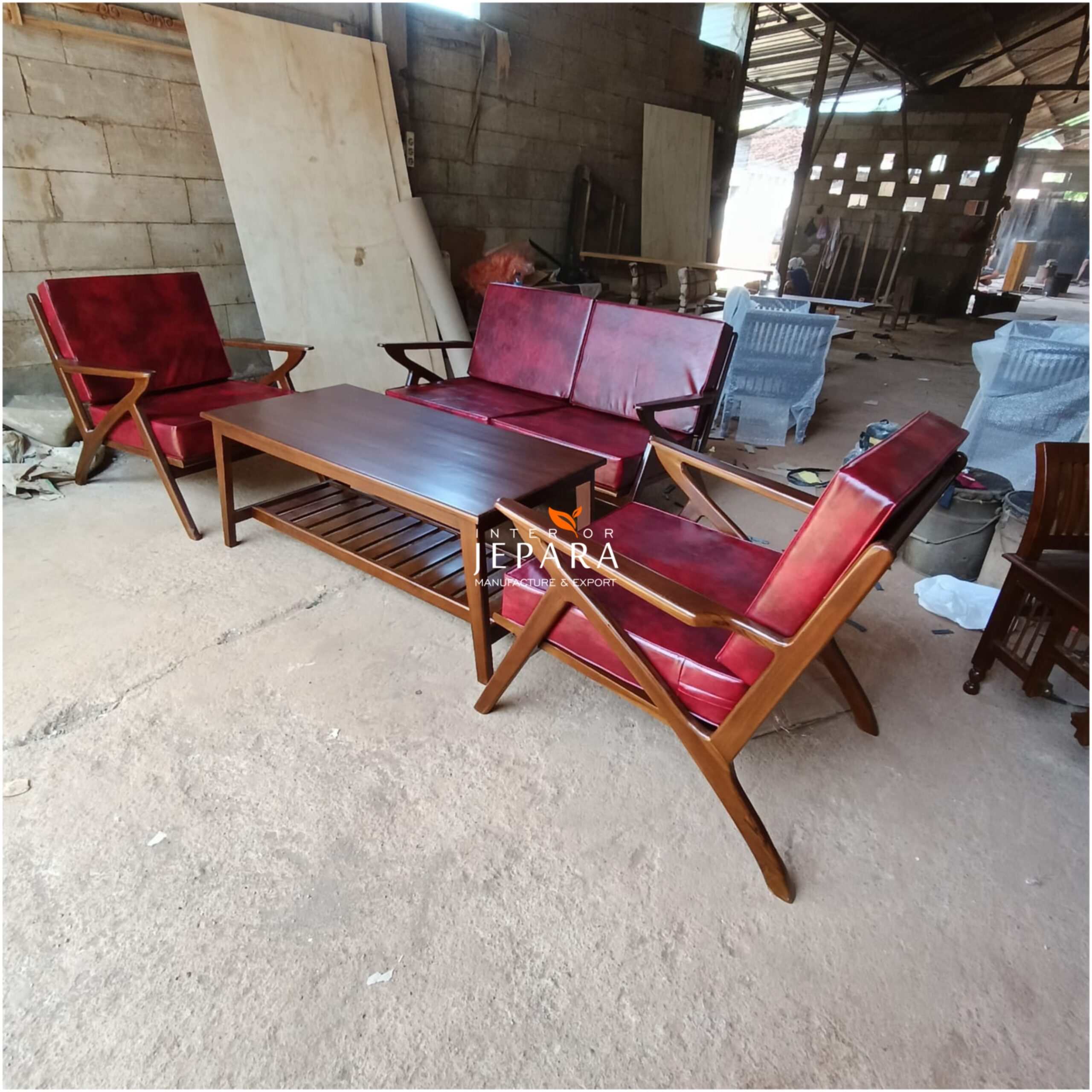 Set Sofa Tamu Minimalis Jepara – Kursi Tamu Kayu Retro