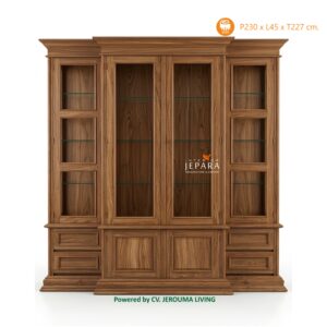 Lemari Hias Jati Minimalis 4 Pintu Kayu Jati Solid