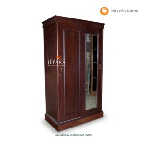 Lemari Minimalis 2 Pintu Sliding Kayu Jati – Interior Jepara