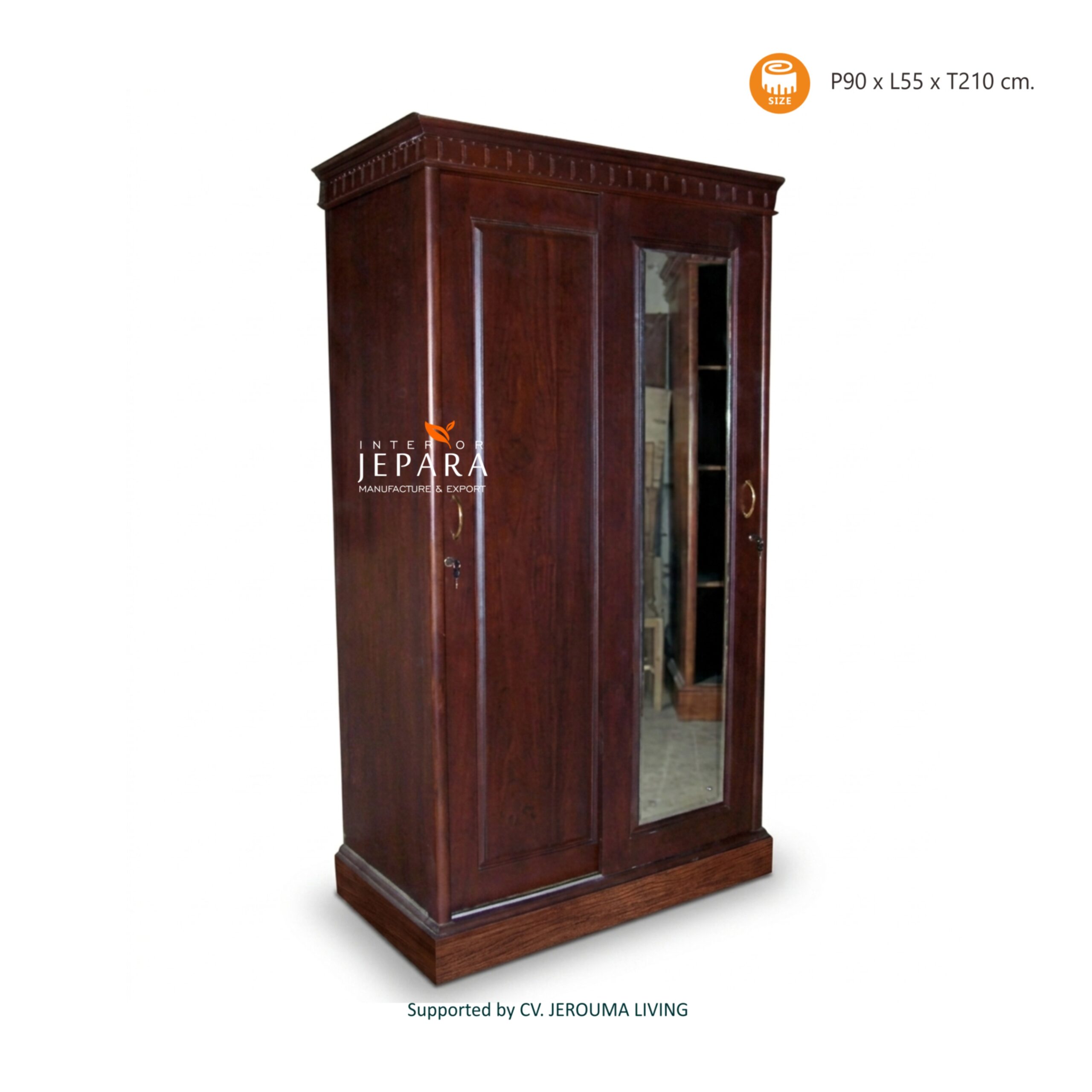 Lemari Minimalis 2 Pintu Sliding Kayu Jati – Interior Jepara