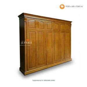 Lemari Pakaian Eksklusif 6 Pintu Kayu Jati Interior Jepara