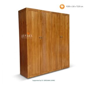 Lemari Pakaian Kayu Jati Minimalis 4 Pintu Klasik Mewah