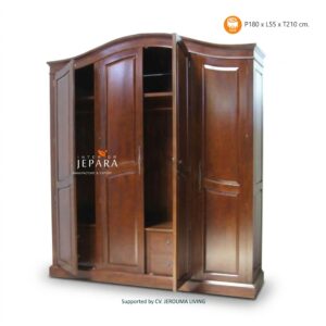 Lemari Pakaian Minimalis Jati 4 Pintu Desain Custom Jepara