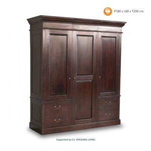 Lemari Pakaian Minimalis 3 Pintu Kayu Jati