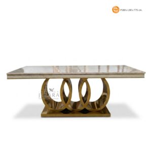 Meja Makan Marmer Kaki Gold – Elegan & Mewah