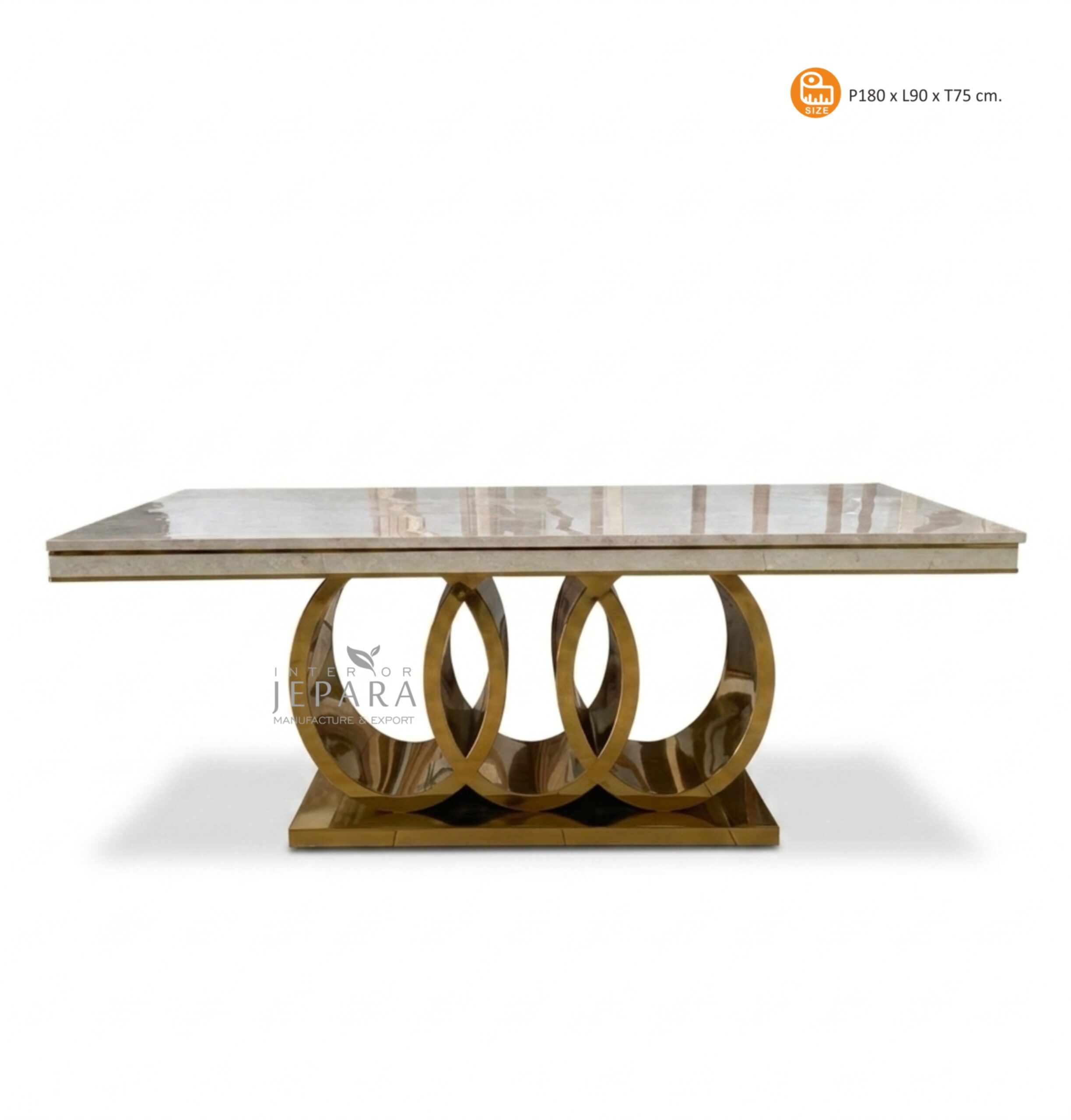 Meja Makan Marmer Kaki Gold – Elegan & Mewah