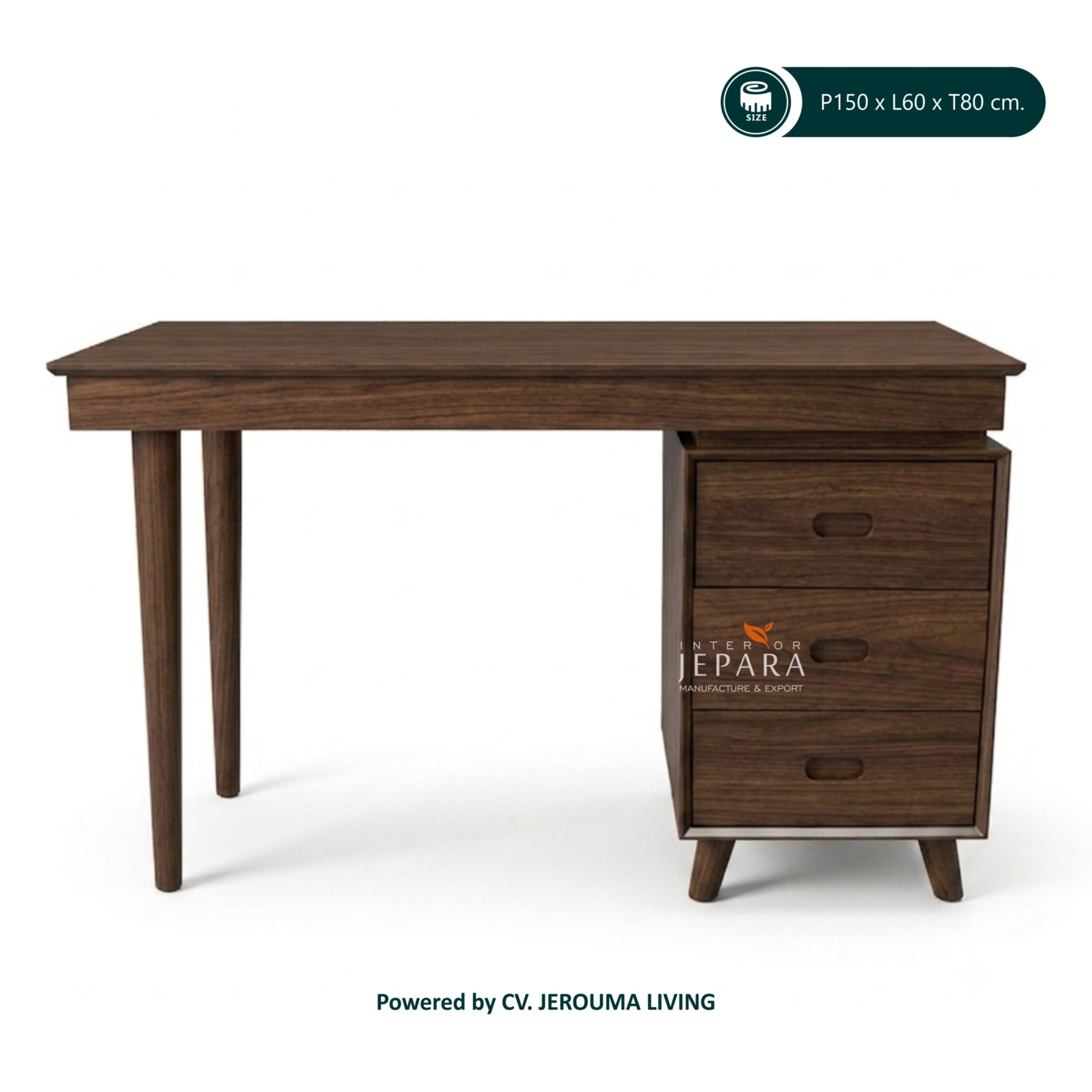 Meja Kerja Retro Minimalis Kayu Jati 3 Laci