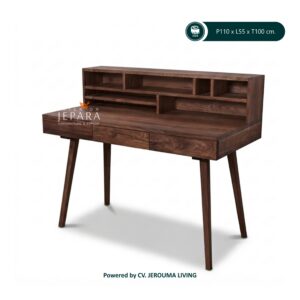 Meja Kerja Kayu Jati Minimalis Rak Atas 3 Laci