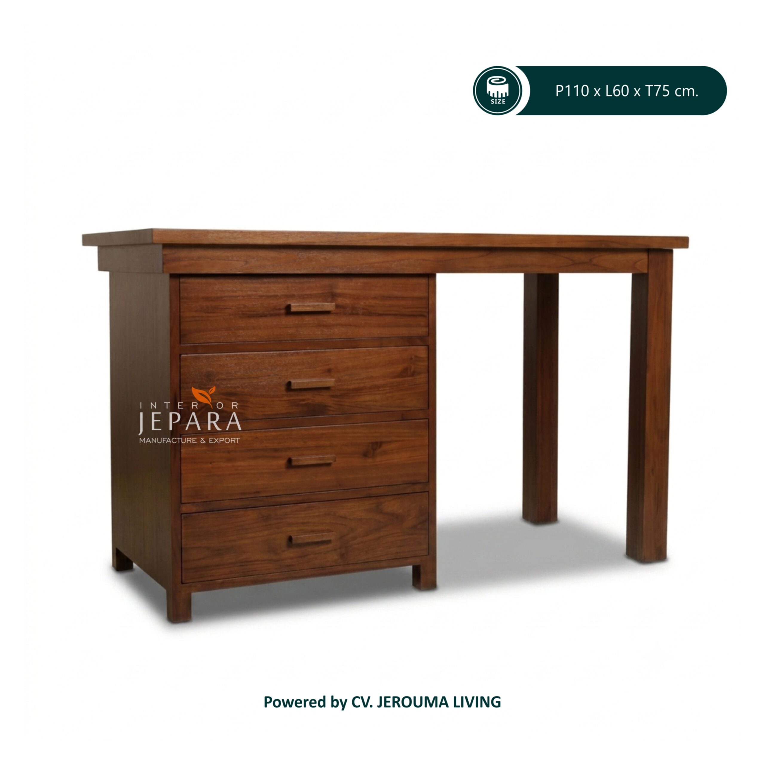 Meja Kerja Minimalis Kayu Jati 4 Laci