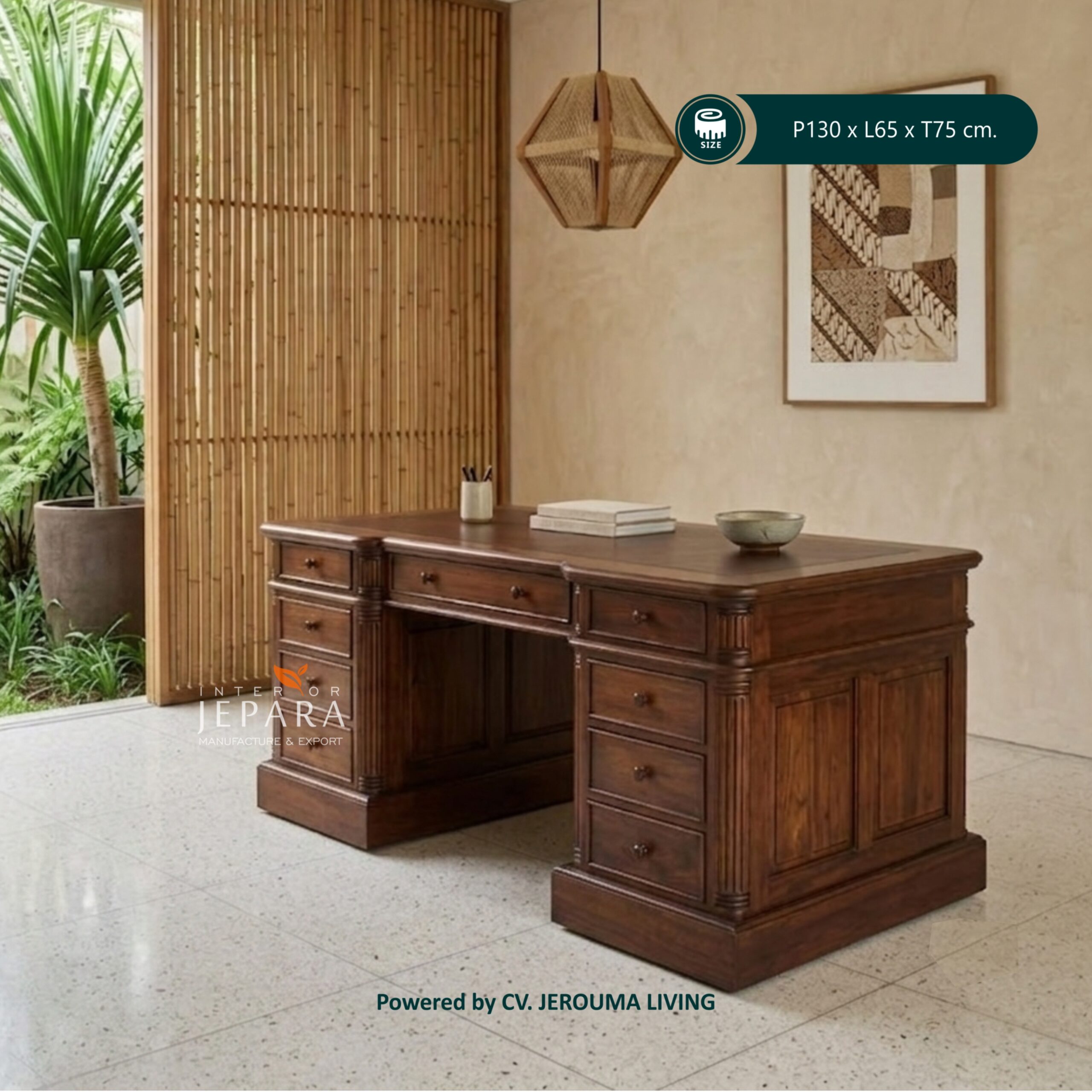 Meja Kantor Executive Kayu Jati Minimalis