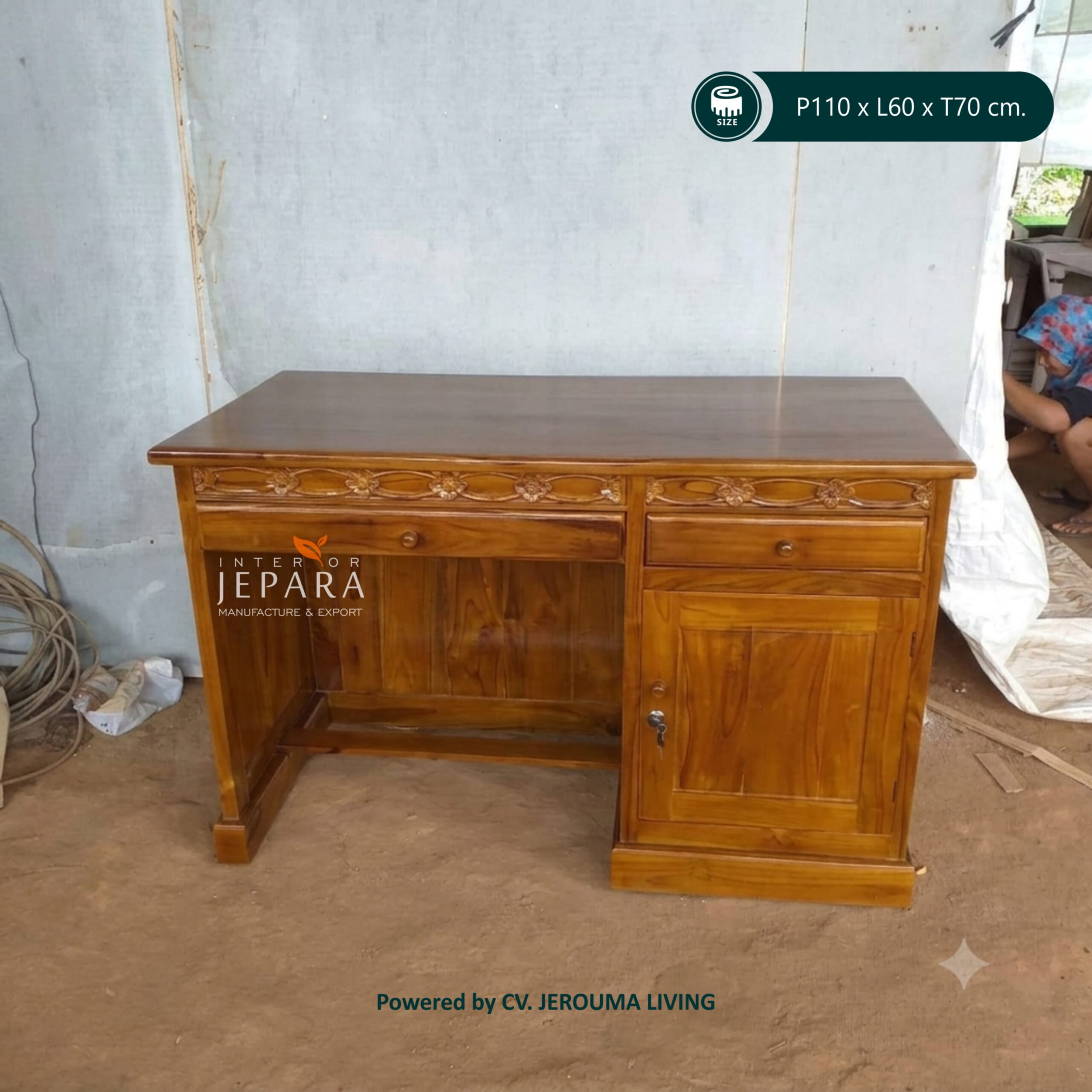 Meja Kantor Kayu Jati Minimalis