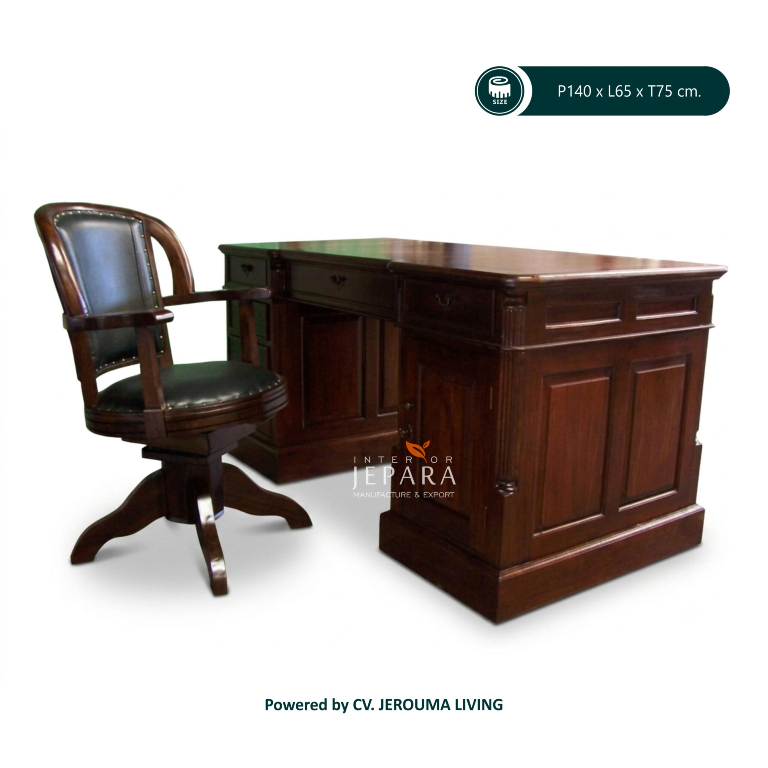 Meja Kantor Direktur Kayu Jati Minimalis | Executive Desk
