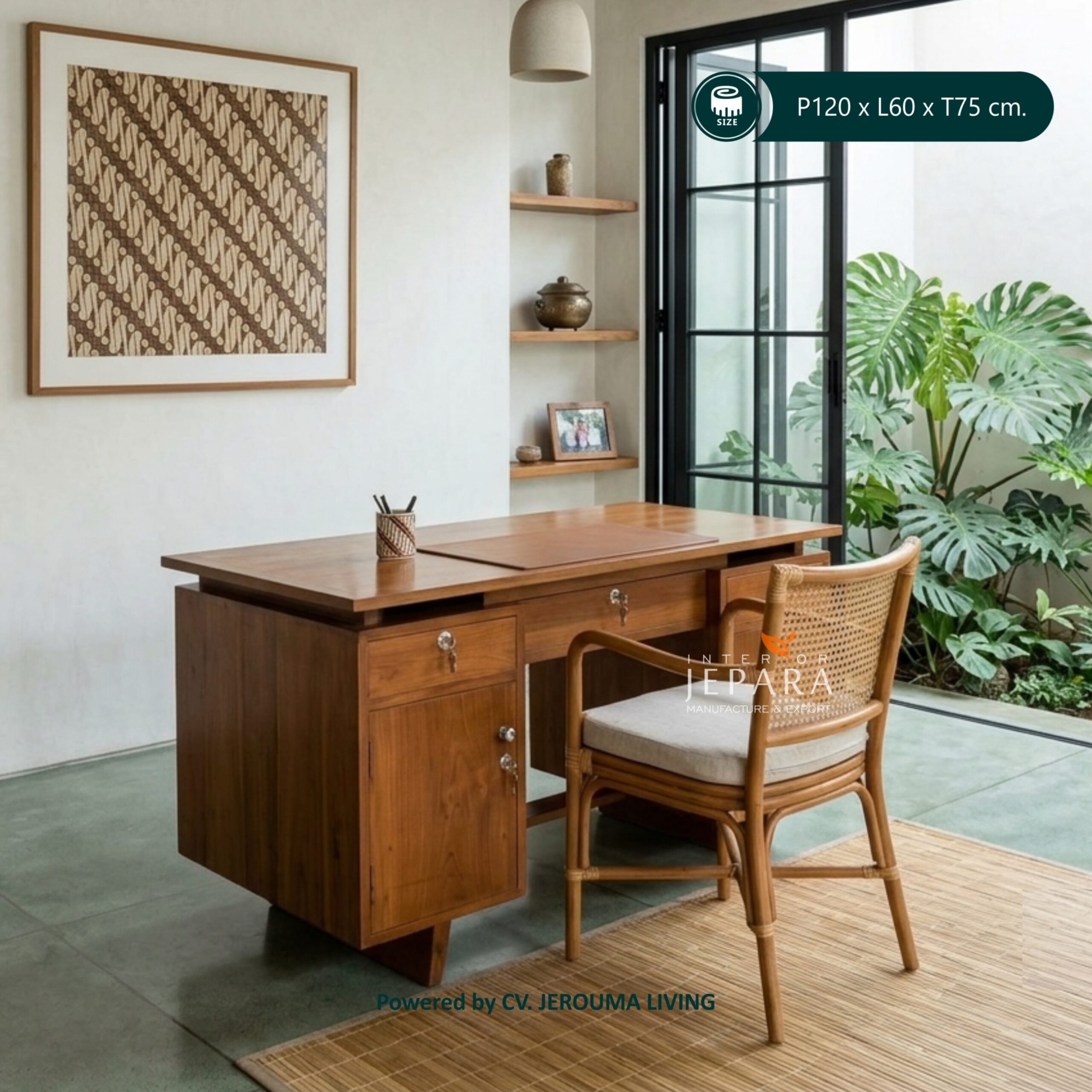 Meja Kantor Minimalis Kayu Jati | Meja Belajar