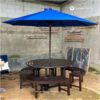 Meja Taman Bundar dengan Bangku dan Payung Outdoor
