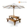Meja Taman Kayu Jati dengan Payung – Furniture Minimalis