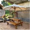 Meja Taman Kayu Jati dengan Payung – Furniture Minimalis