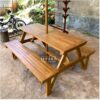 Meja Taman Kayu Jati dengan Payung – Furniture Minimalis