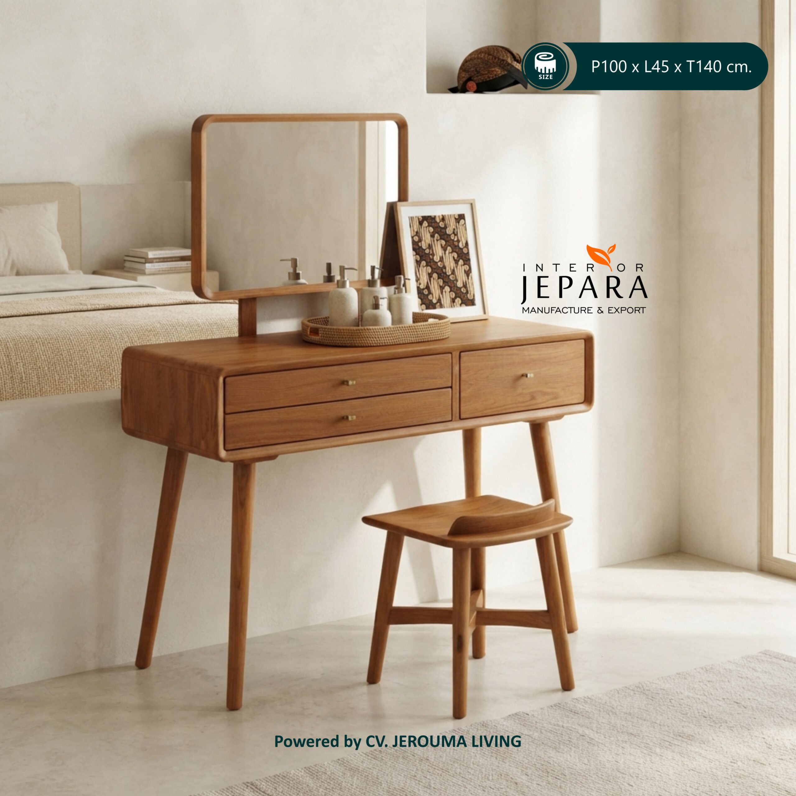 Meja Rias Minimalis dengan Cermin – Meja Rias Kayu Elegan